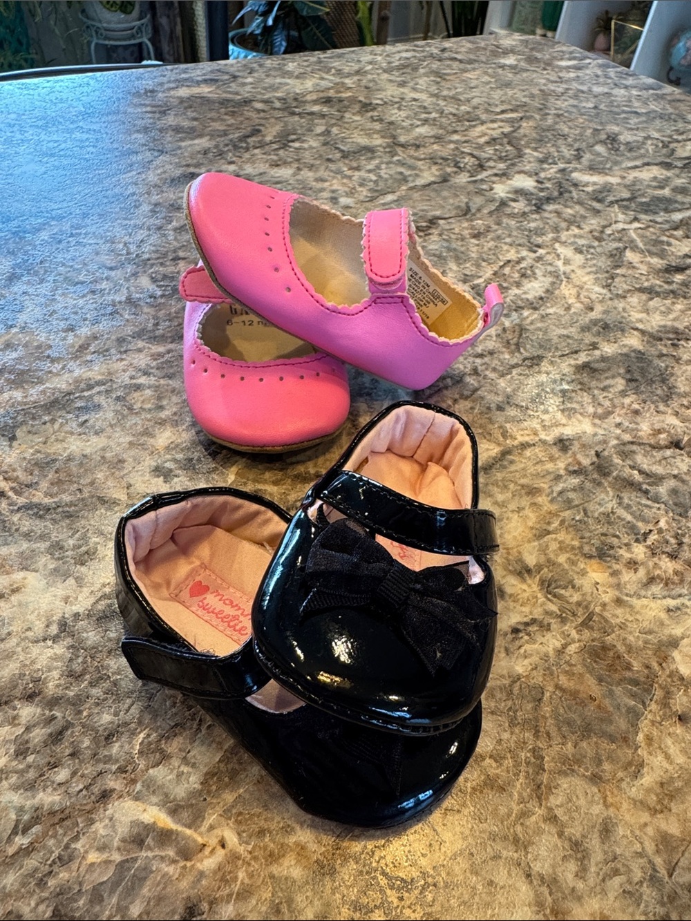 Baby 6-12 Mo. Mary Jane Shoes - Pink and Black